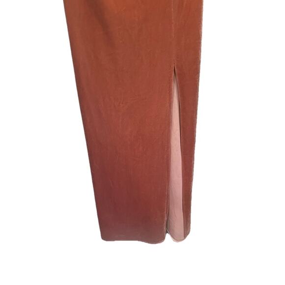 Jenny Yoo Issa Brown Velvet Off The Shoulder Bridesmaid Gown Dress Size 4 - Picture 8 of 10